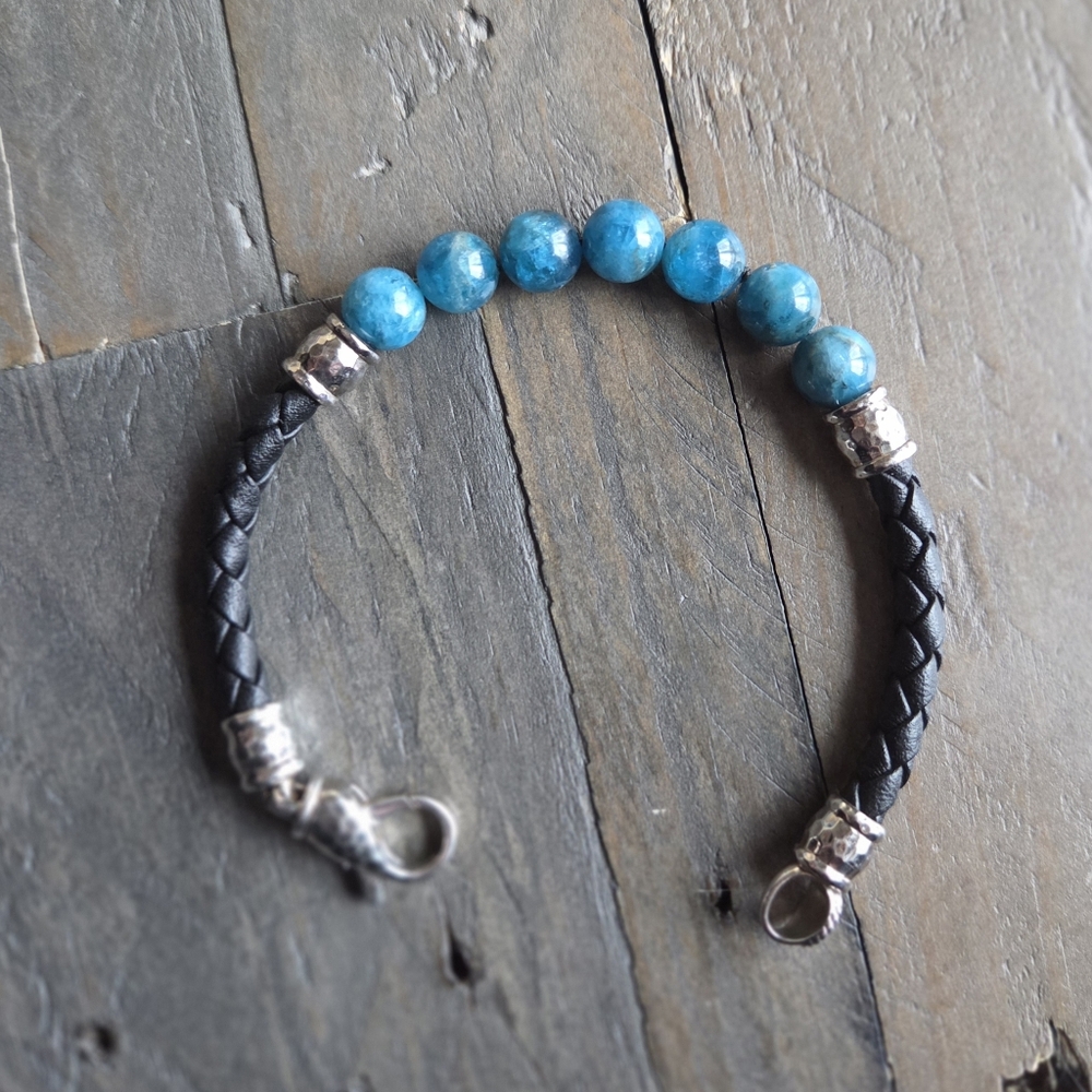 JAI Sterling Silver, Leather & Gemstone Bead Bracelet